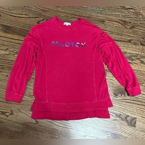 Peloton Weekender Sweatshirt Red Side Slit Crew Neck XS